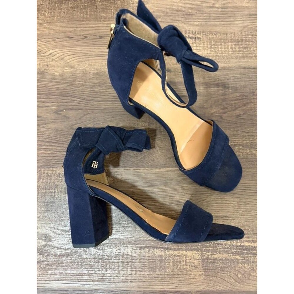 Tommy Hilfiger Navy Blue Bow Block Heels Size 8
